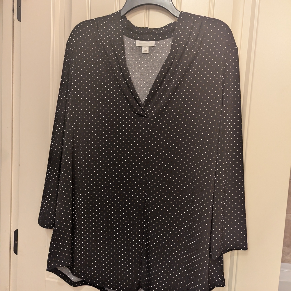 Charter Club Black Polka Dot Women's Top